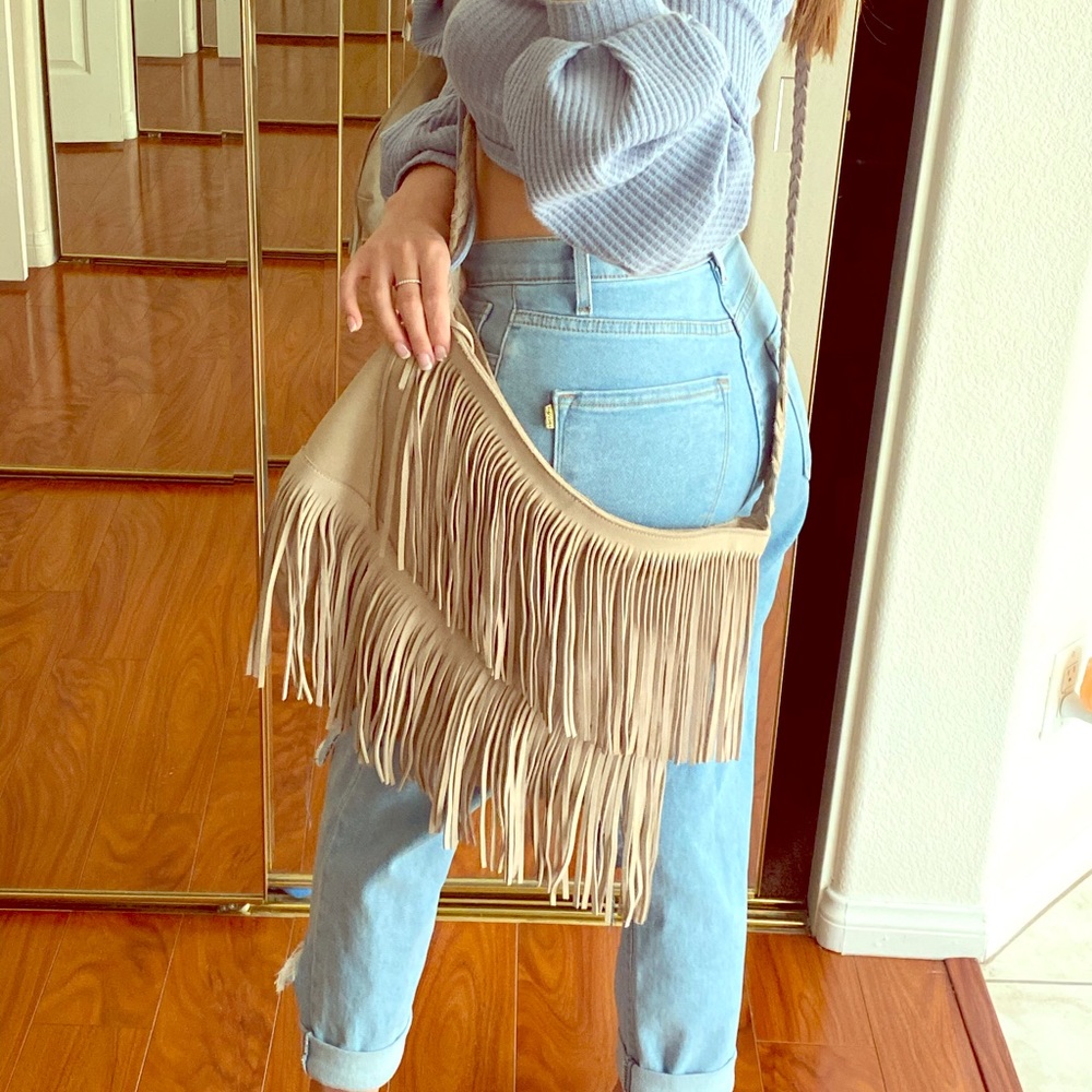 Suede Boho Fringe Bag